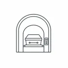 Кремационная печь и гроб