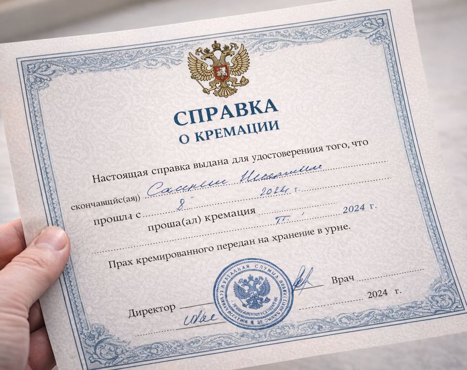 Справка о кремации
